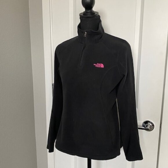 NORTH FACE 1/4 Zip Black Polartec Fleece Pullover Breast Cancer Small - Picture 4 of 16
